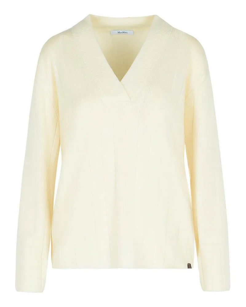 Max Mara Rundhalspullover - Weiß Weiß