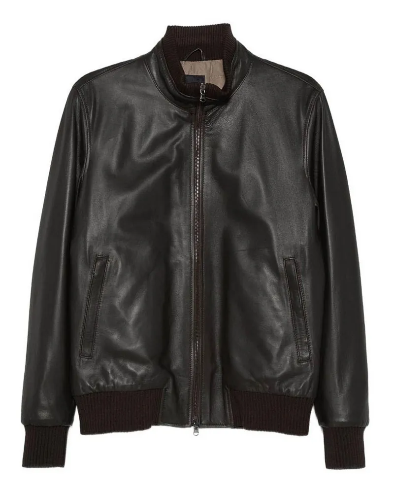 BARBA Lederjacke - Schwarz Schwarz