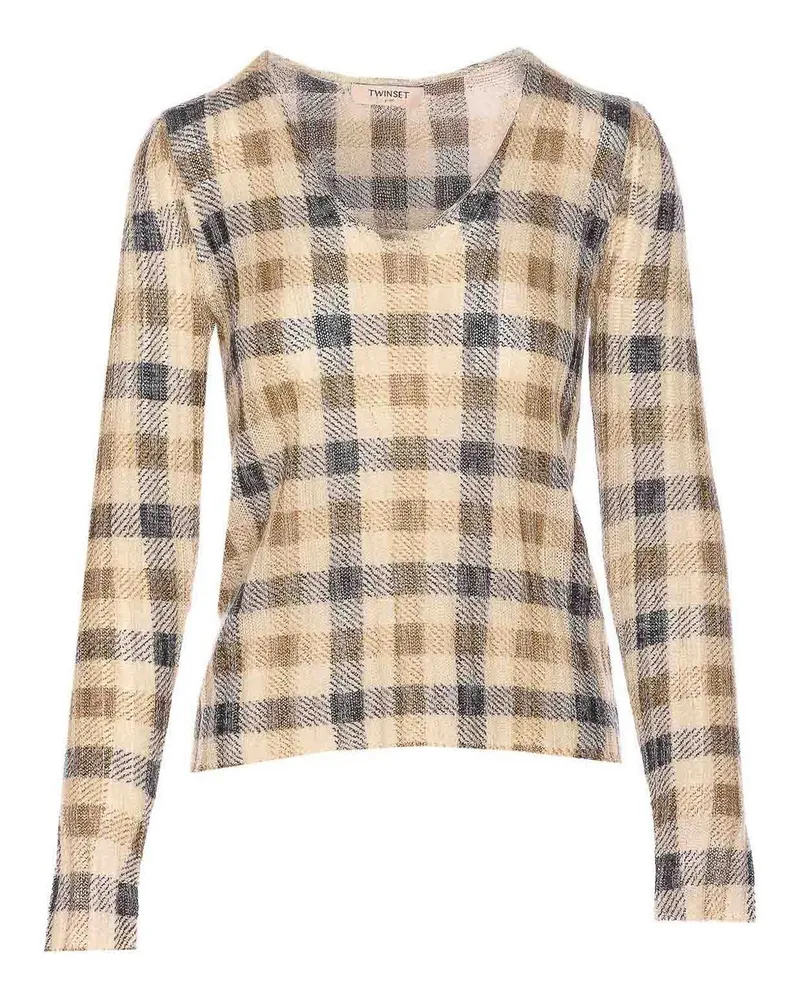 Twin-Set Rundhalspullover - Braun Braun