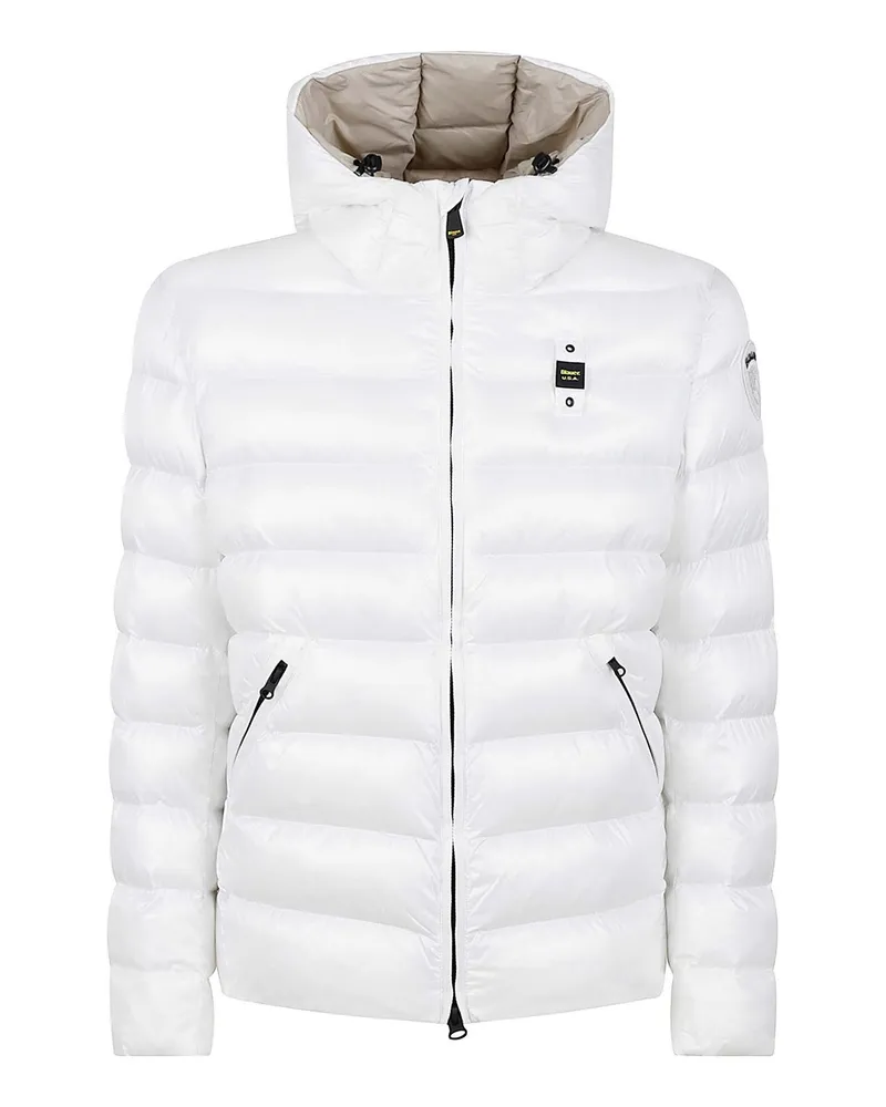 Blauer Knielanger Mantel - Weiß Weiß