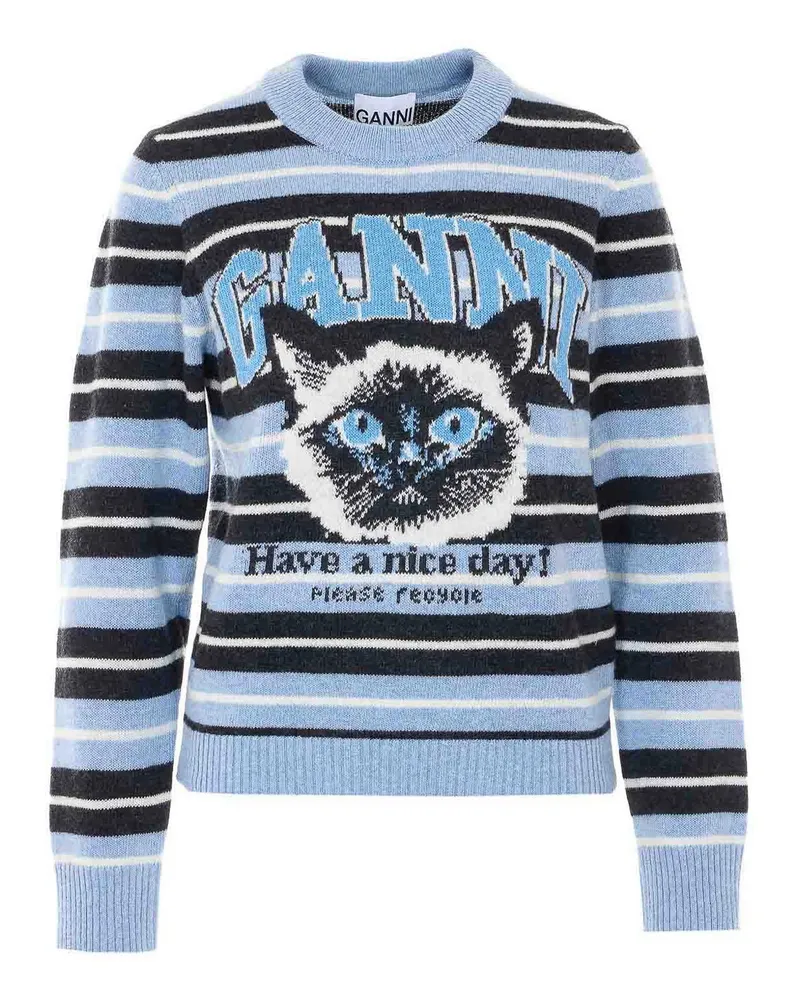 Ganni Rundhalspullover - Blau Blau