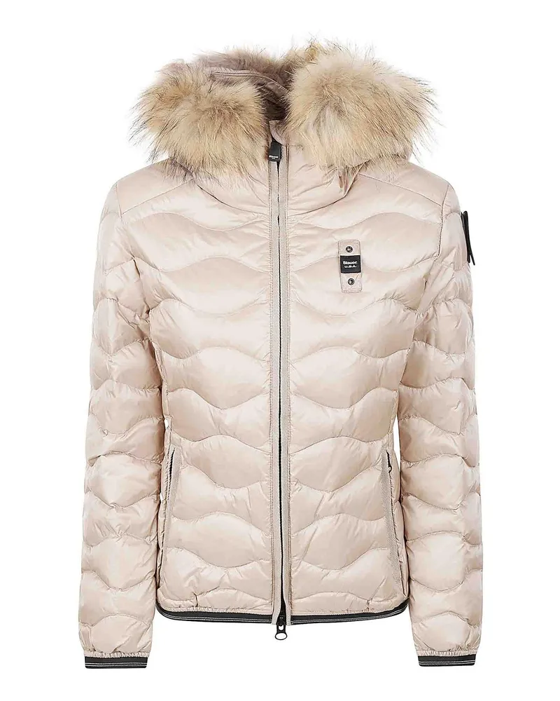 Blauer Knielanger Mantel - Beige Beige