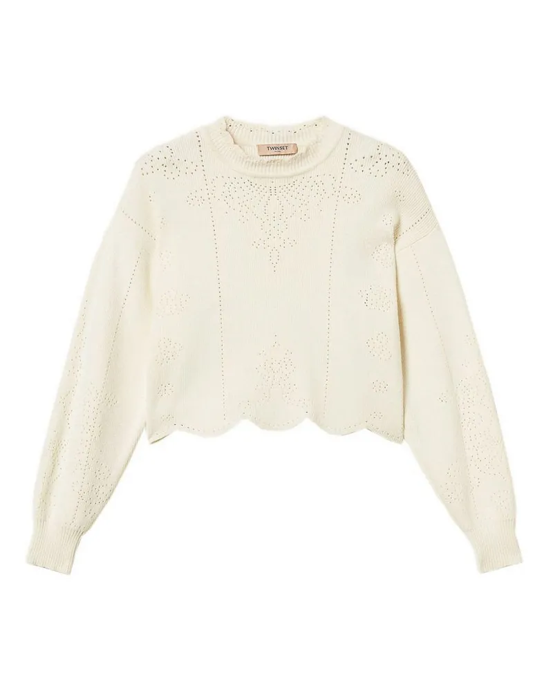 Twin-Set Rundhalspullover - Weiß Weiß