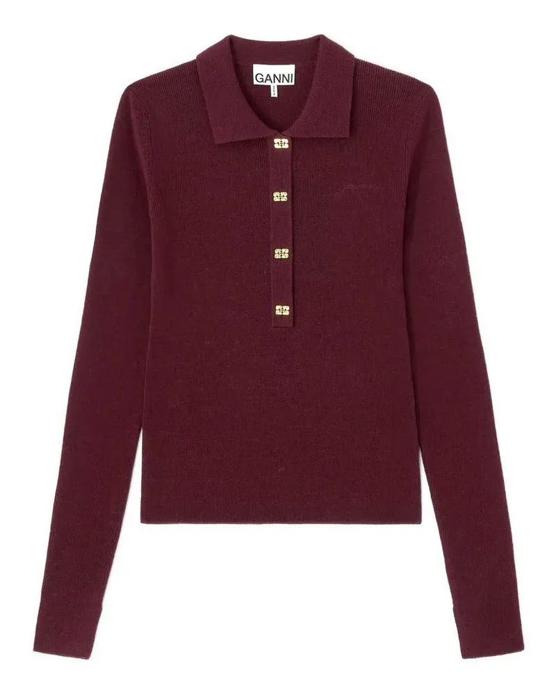 Ganni Poloshirt - Dunkelrot Dunkelrot