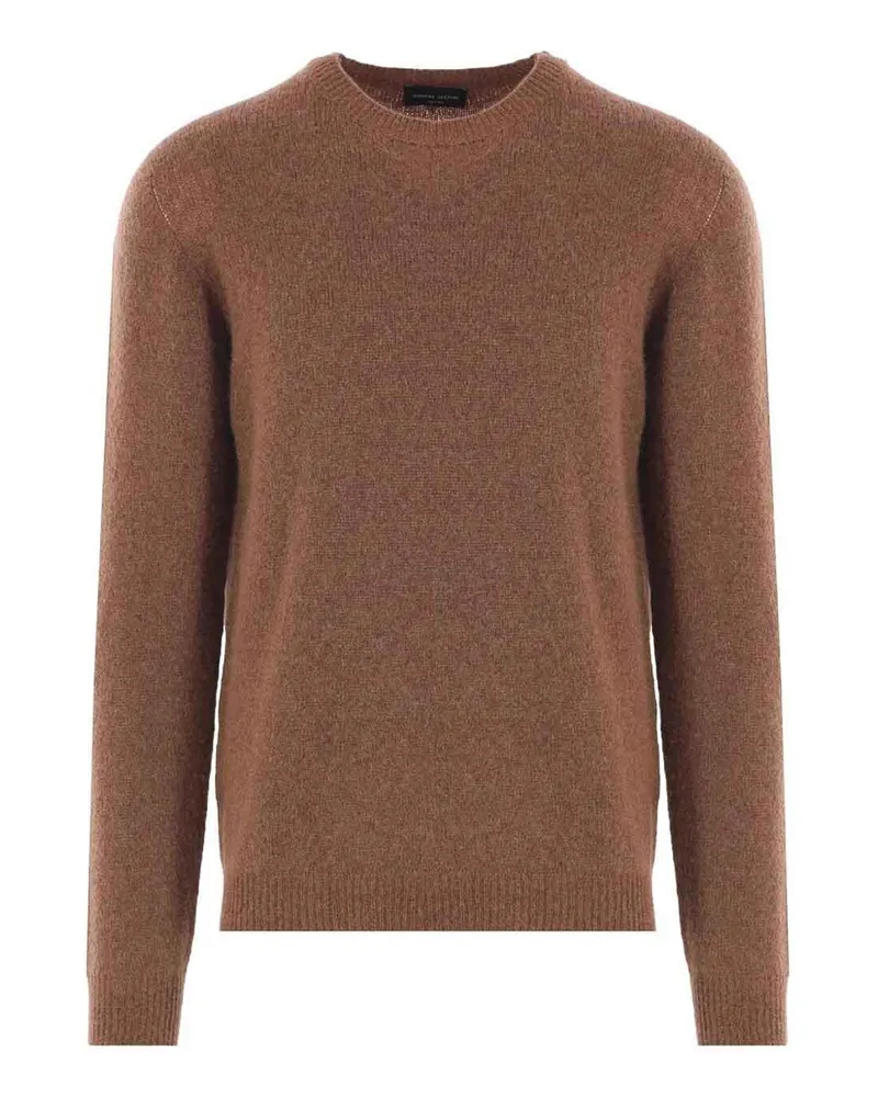 Roberto Collina Rundhalspullover - Hellbraun Hellbraun