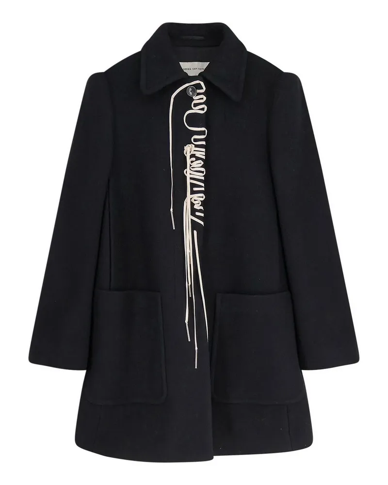 Dries van Noten Knielanger Mantel - Schwarz Schwarz