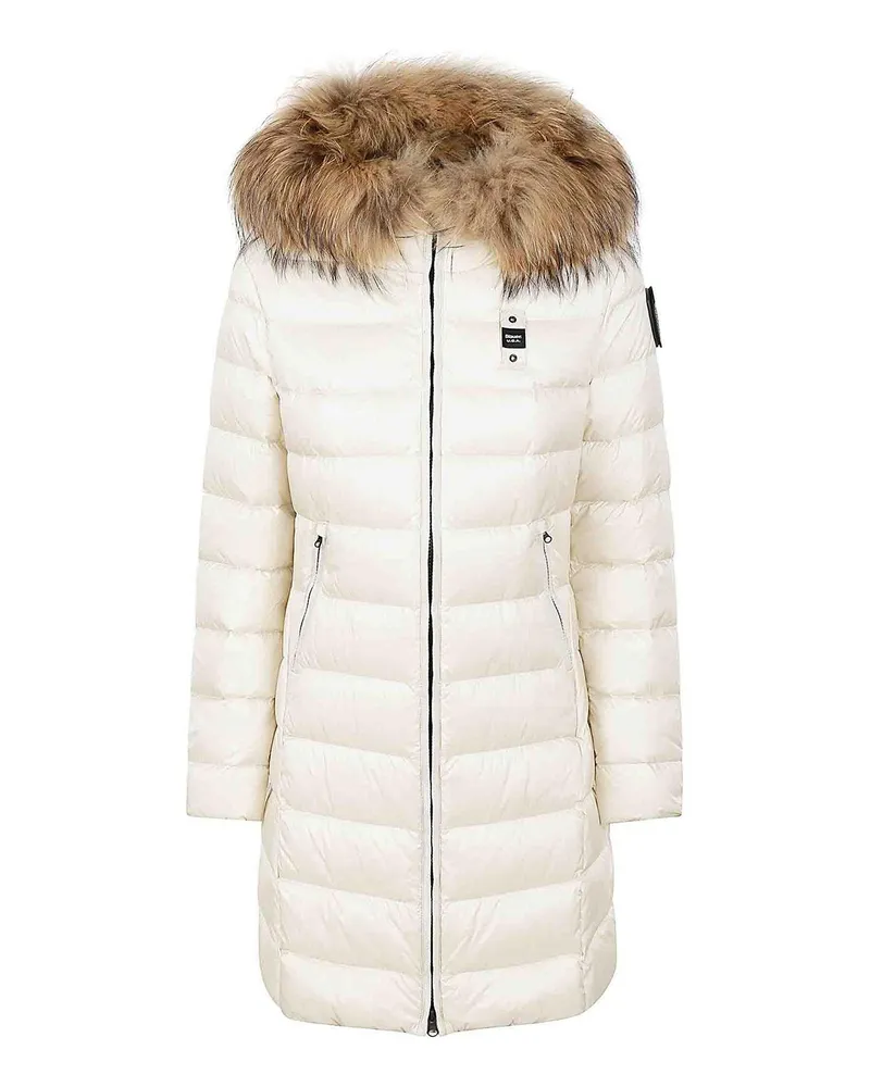 Blauer Knielanger Mantel - Weiß Weiß