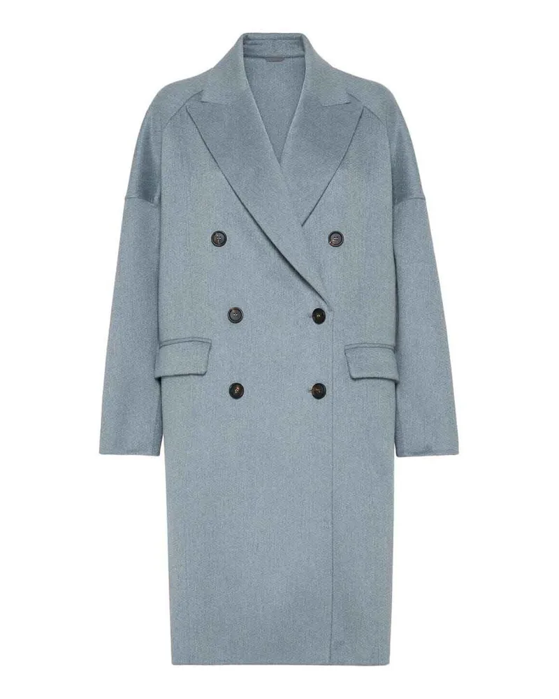 Brunello Cucinelli Kurzer Mantel - Hellblau Hellblau