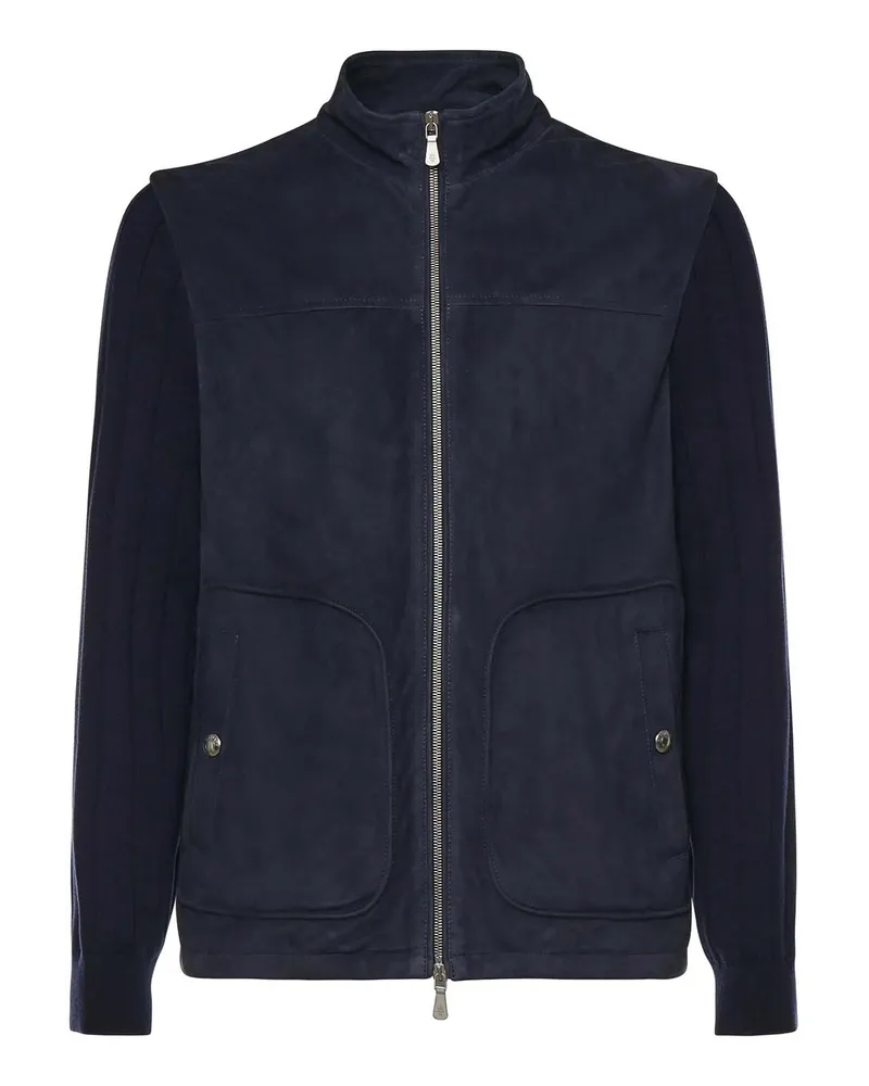 Eleventy Lederjacke - Blau Blau