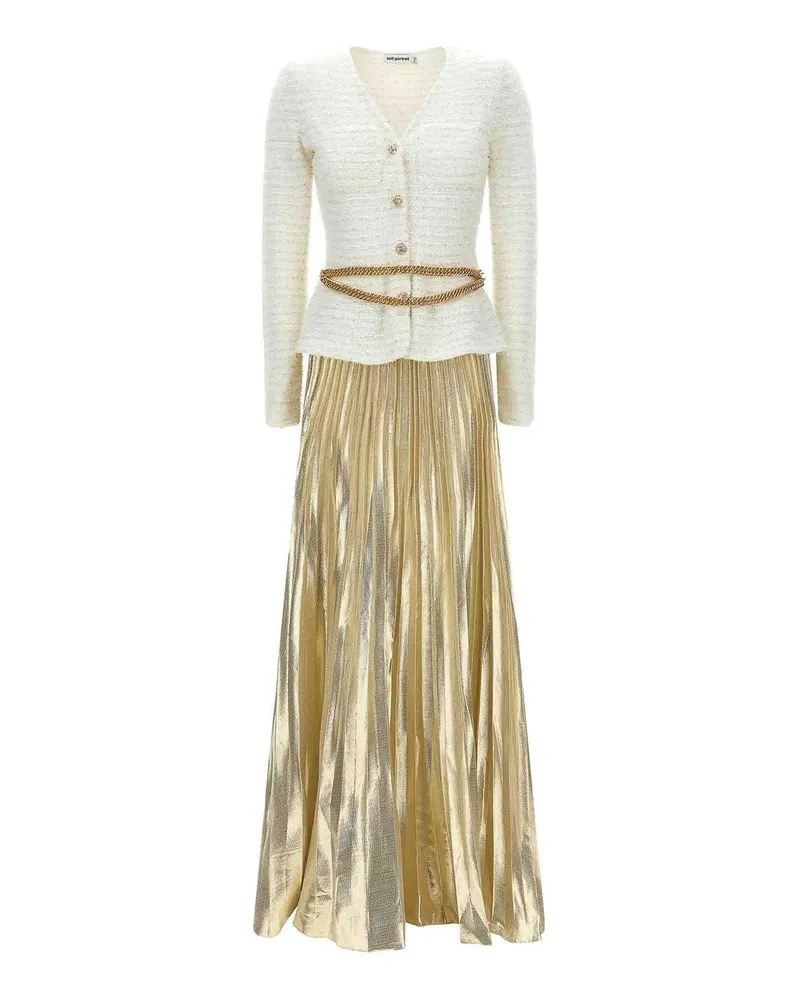Self-Portrait Knielanges Kleid - Gold Gold