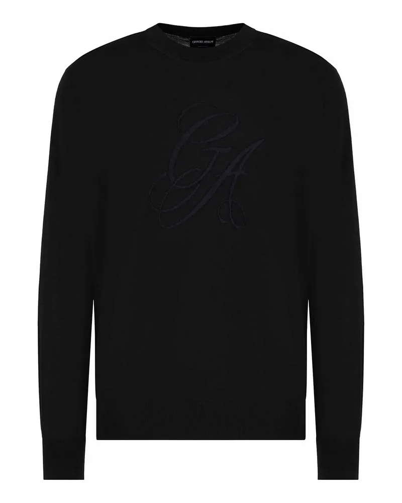 Giorgio Armani Rundhalspullover - Schwarz Schwarz