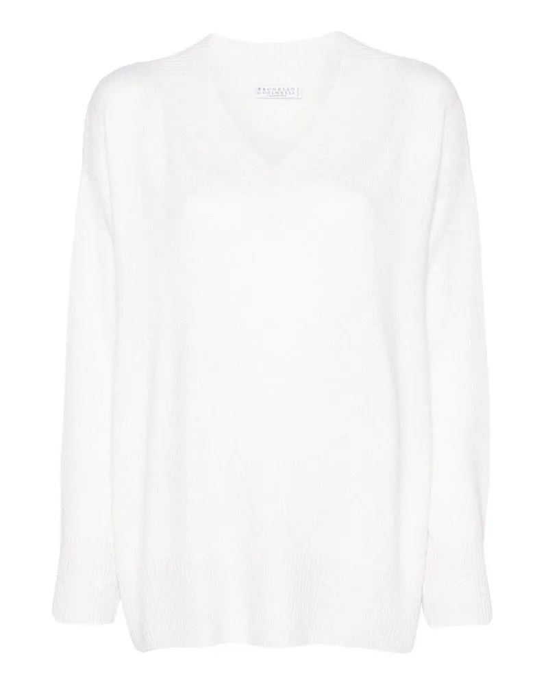 Brunello Cucinelli V-Pullover - Weiß Weiß