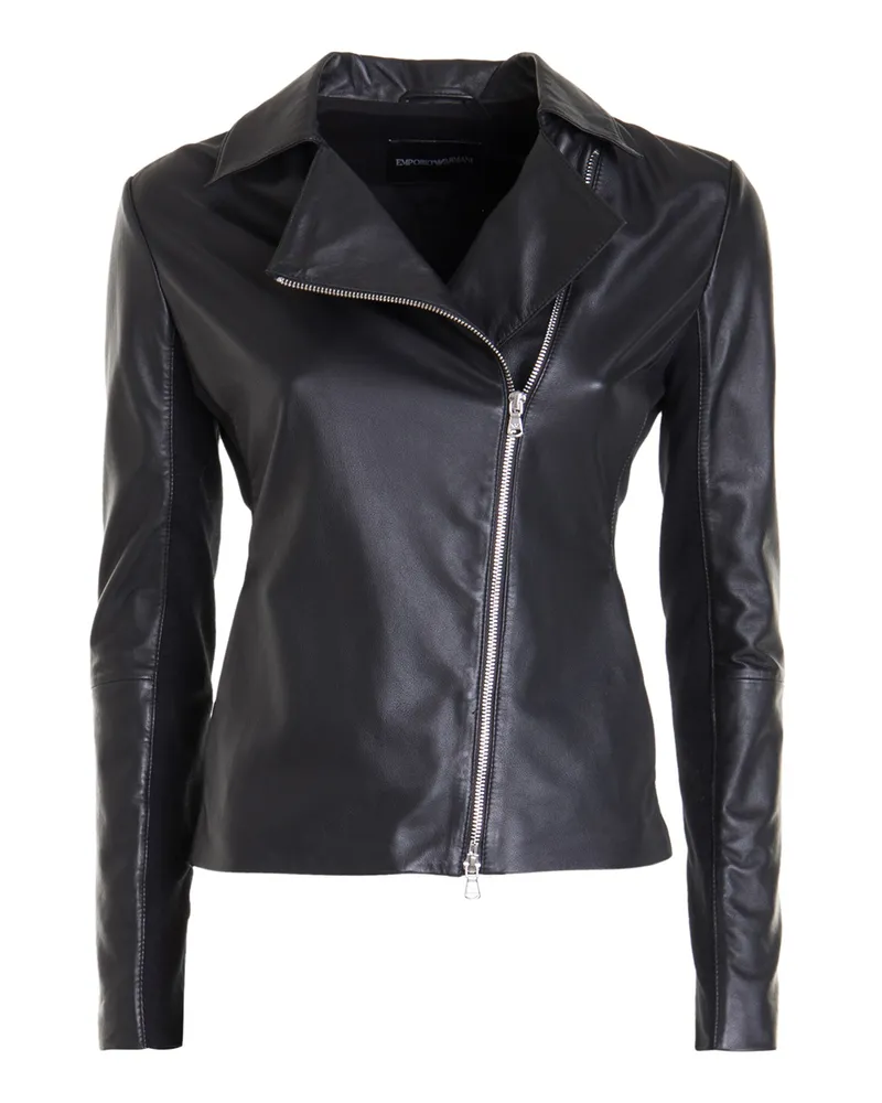 Emporio Armani Lederjacke - Schwarz Schwarz