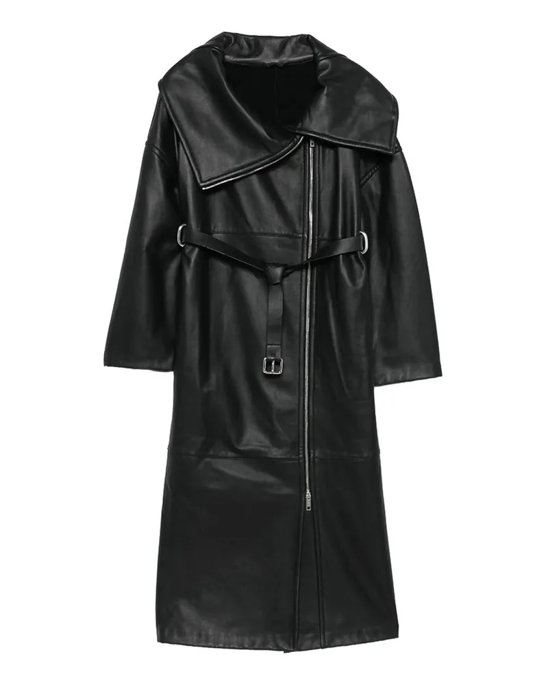 SPORTMAX Ledermantel - Schwarz Schwarz