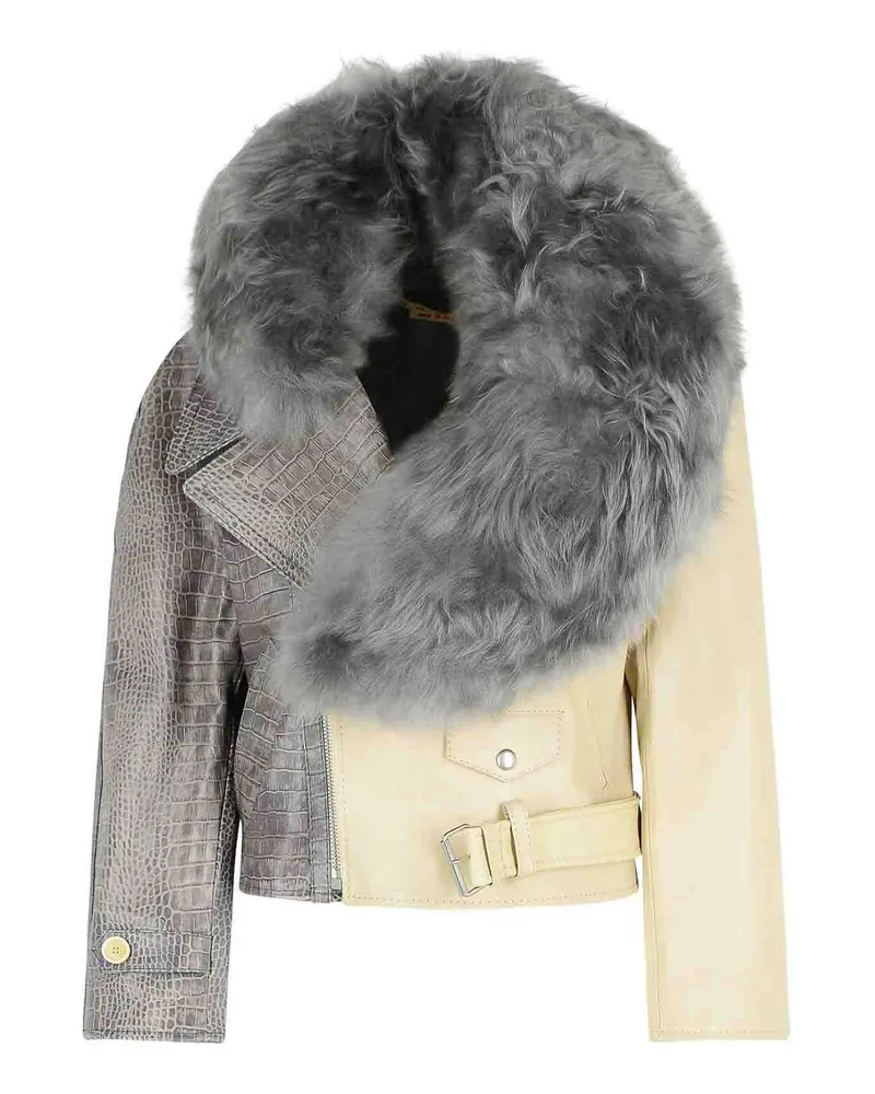 Marni Lederjacke - Grau Grau