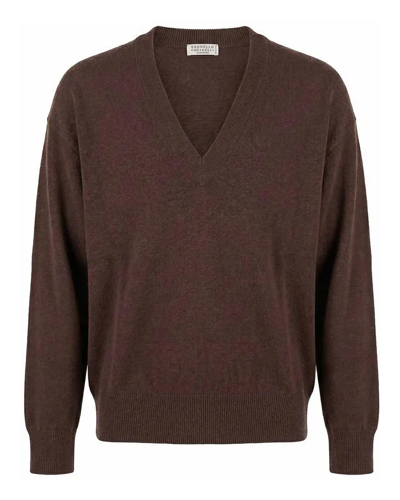 Brunello Cucinelli Rundhalspullover - Dunkelbraun Dunkelbraun