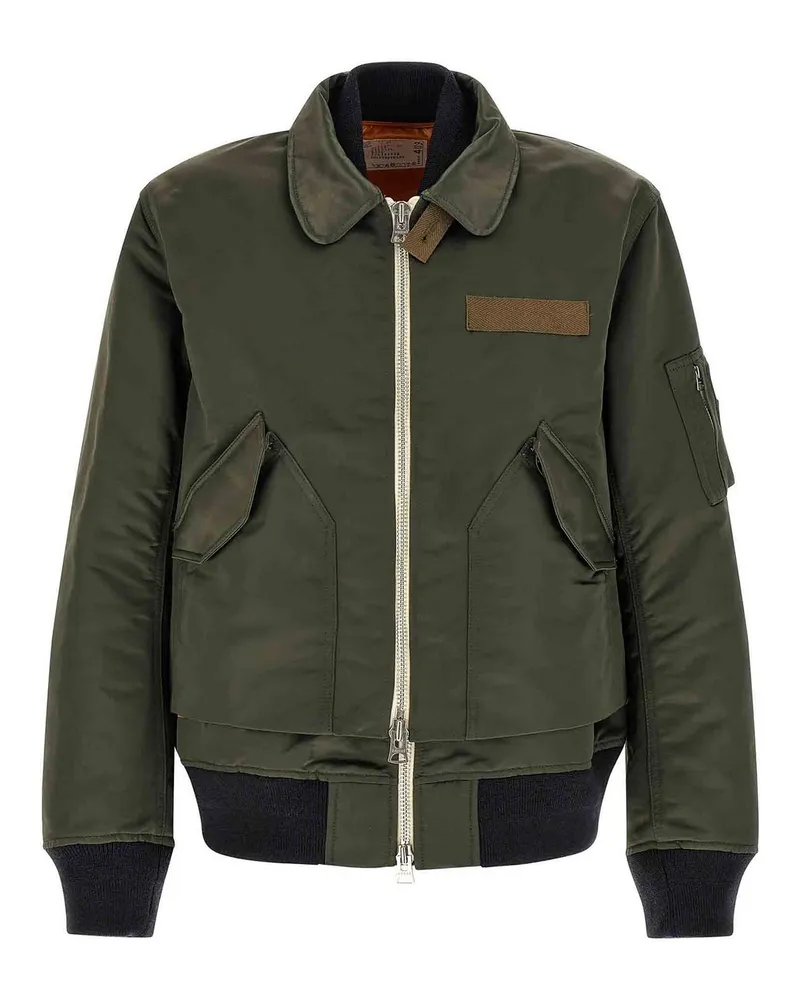 Sacai Knielanger Mantel - Grün Grün