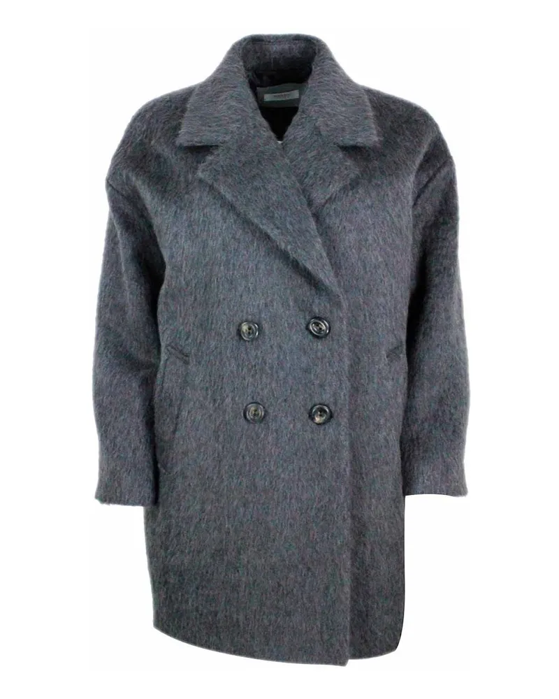 BARBA Knielanger Mantel - Grau Grau