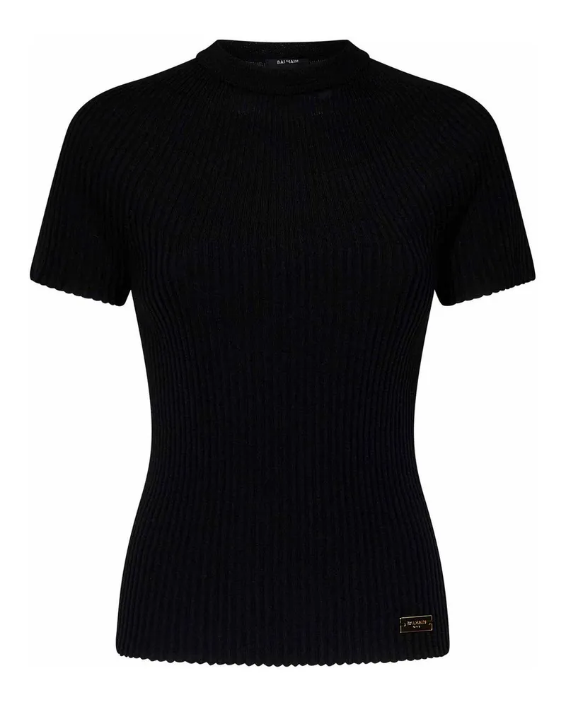 Balmain Rundhalspullover - Schwarz Schwarz