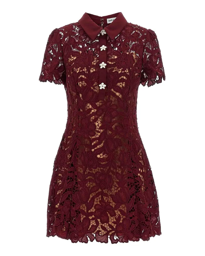Self-Portrait Kurzes Kleid - Dunkelrot Dunkelrot