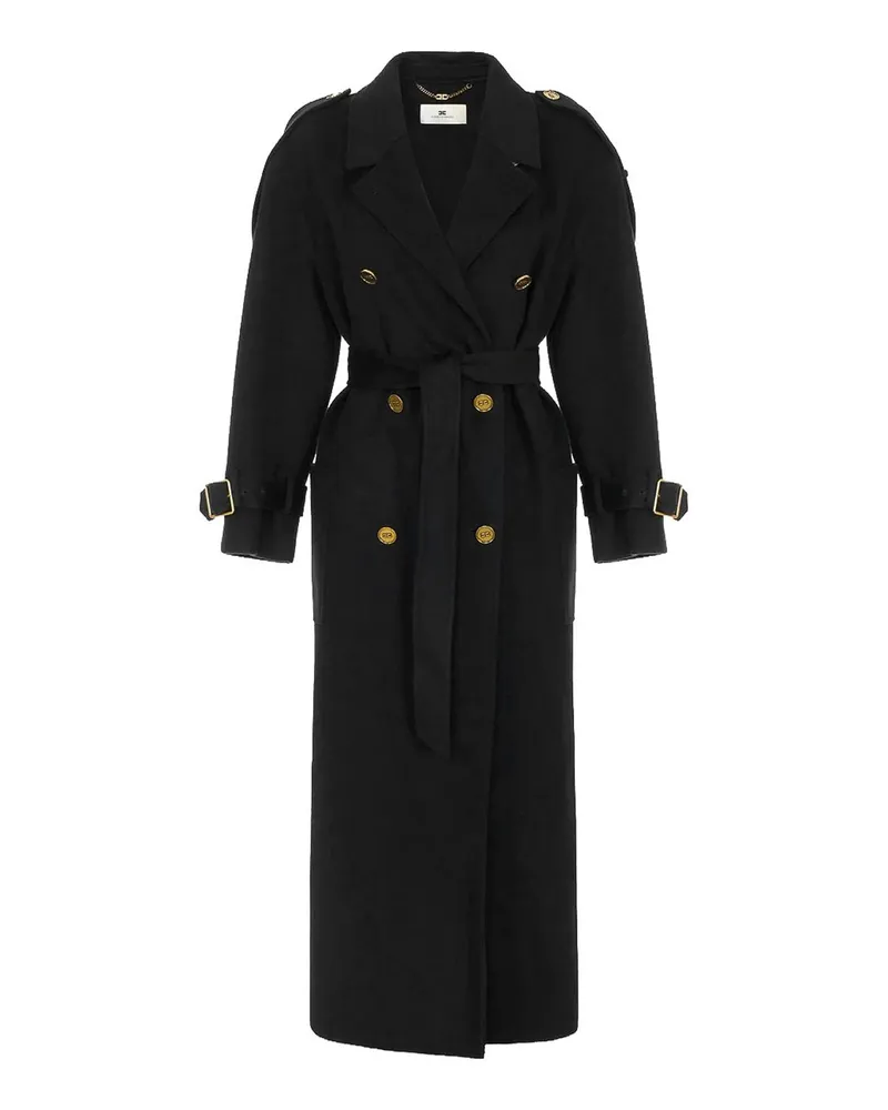 Elisabetta Franchi Langer Mantel - Schwarz Schwarz