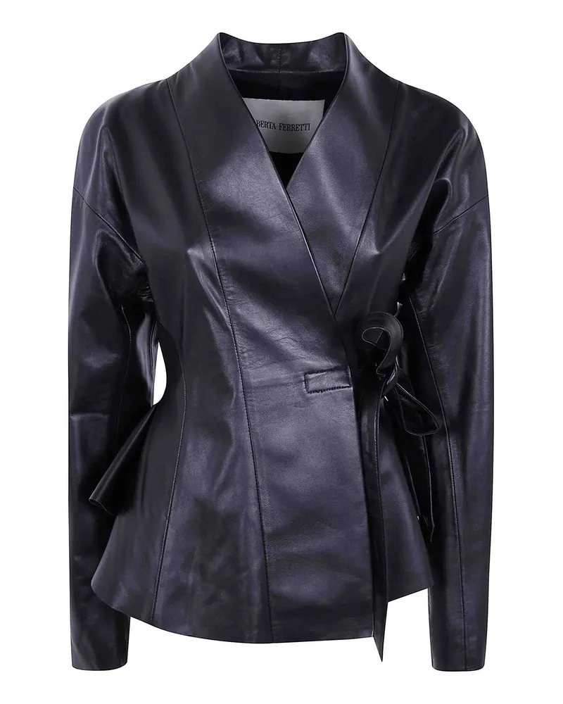 Alberta Ferretti Lederjacke - Schwarz Schwarz