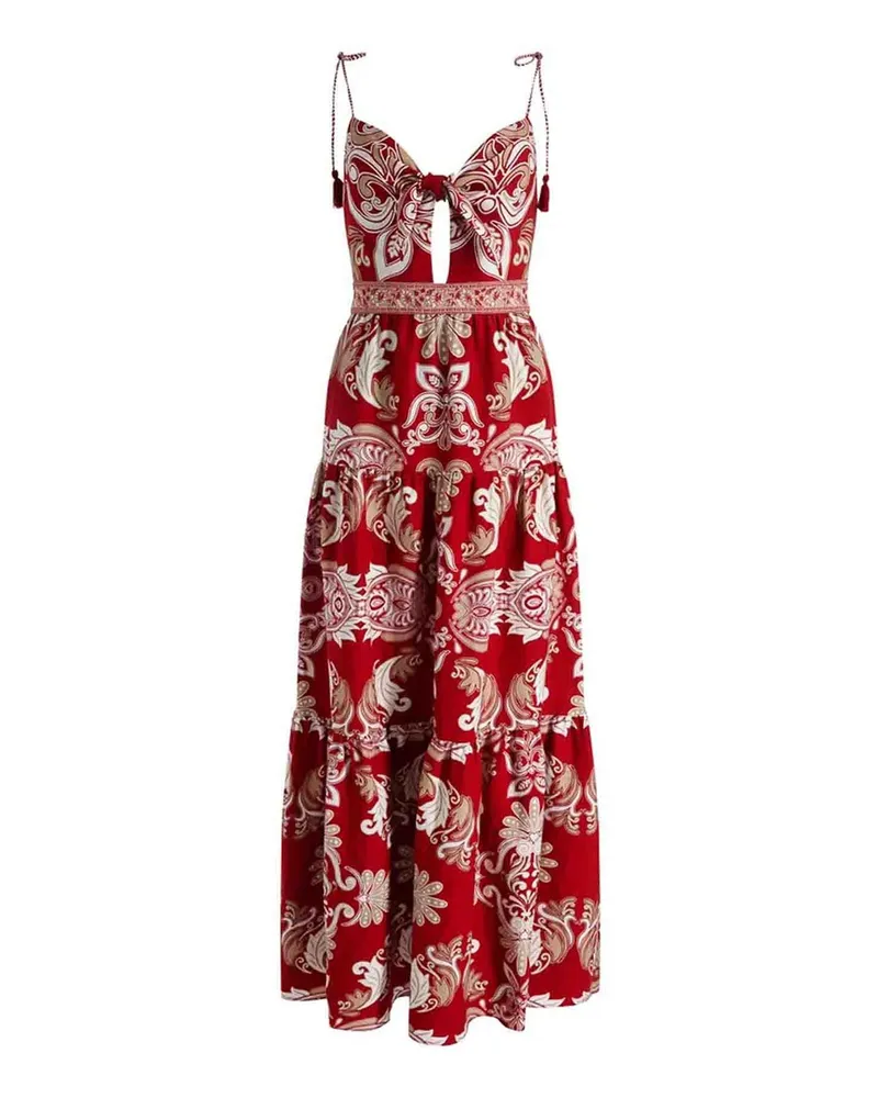 Alice + Olivia Knielanges Kleid - Dunkelrot Dunkelrot