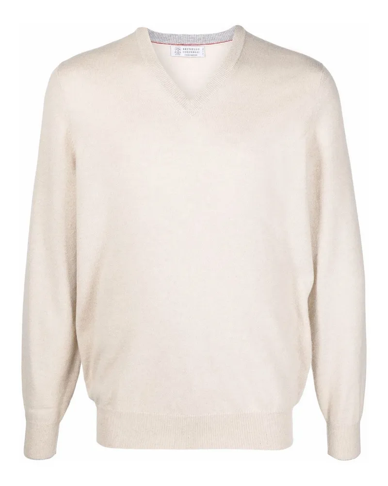 Brunello Cucinelli V-Pullover - Hellbeige Hellbeige