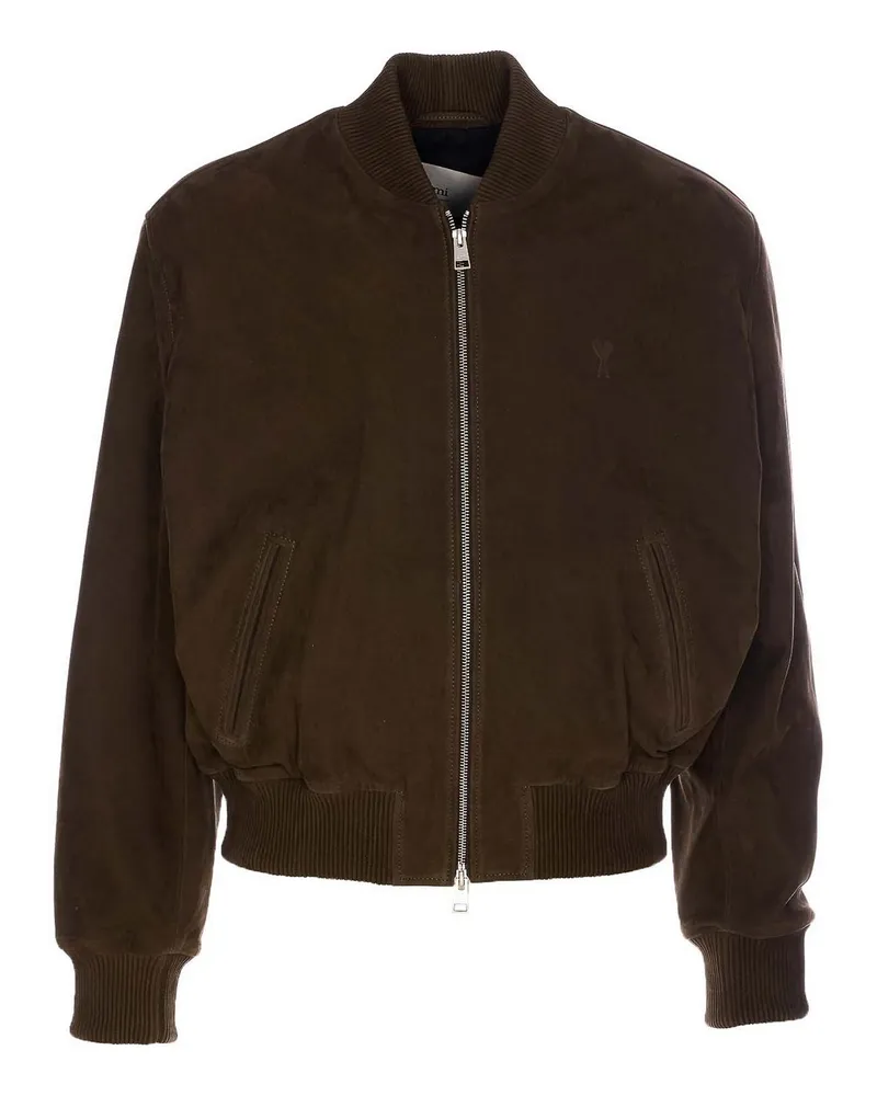 AMI Paris Lederjacke - Grün Grün