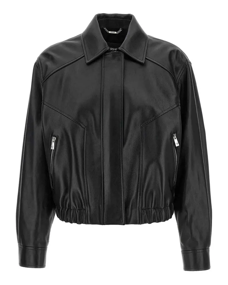 Versace Ledermantel - Schwarz Schwarz