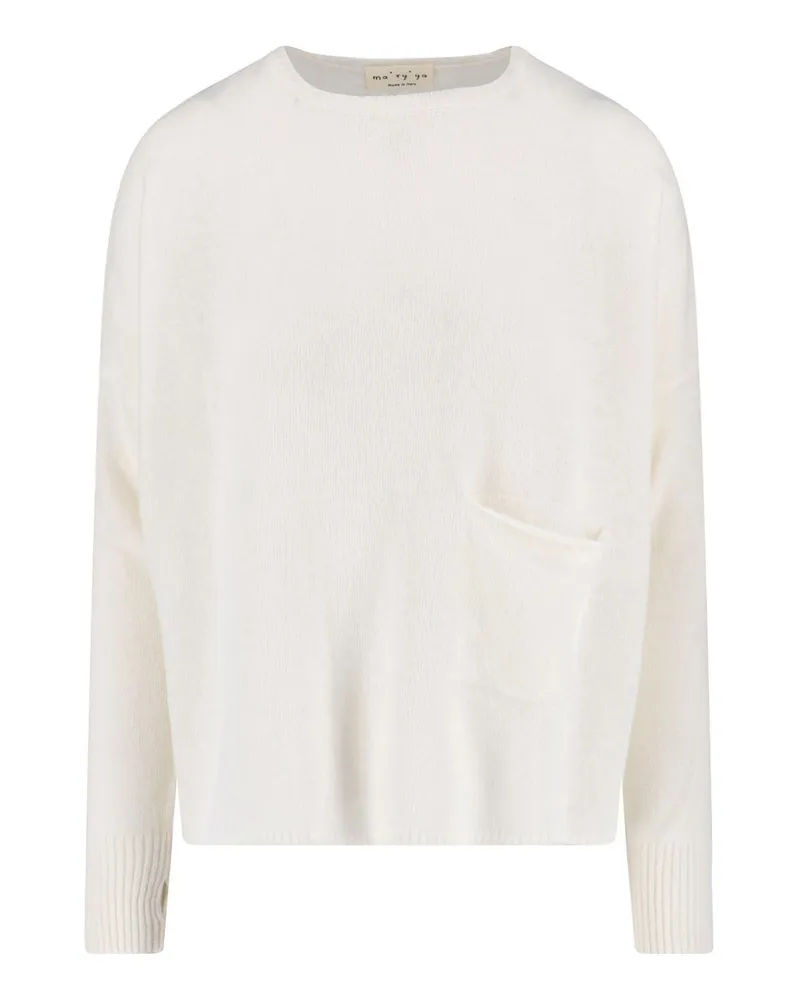 MA'RY'YA Rundhalspullover - Weiß Weiß