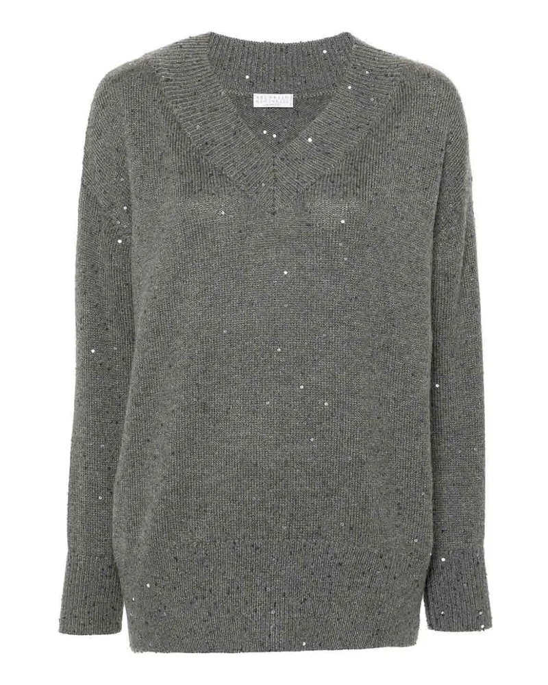 Brunello Cucinelli V-Pullover - Schwarz Grau