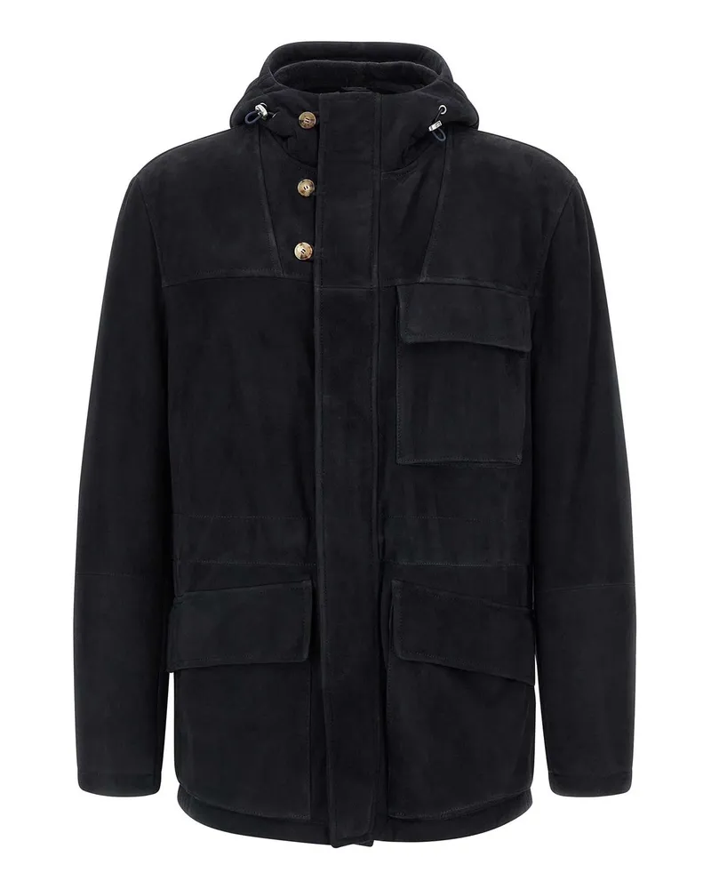 Brunello Cucinelli Lederjacke - Blau Blau