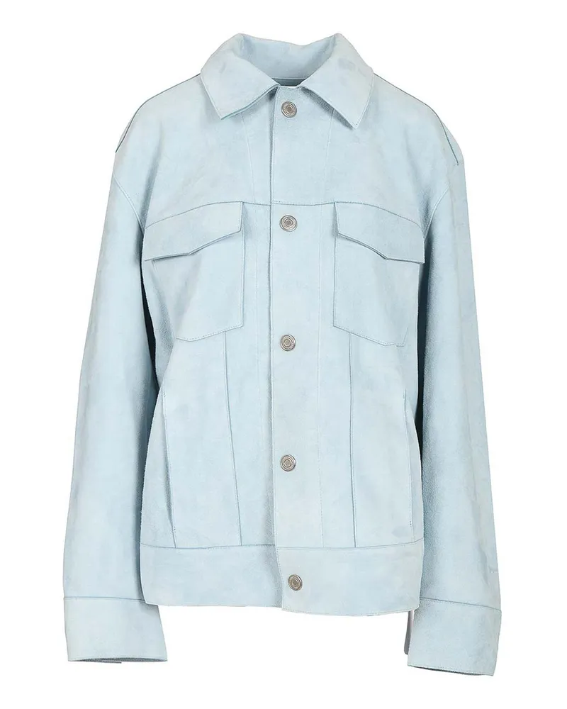 AMI Paris Lederjacke - Hellblau Hellblau