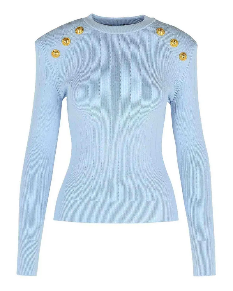 Balmain Rundhalspullover - Hellblau Hellblau