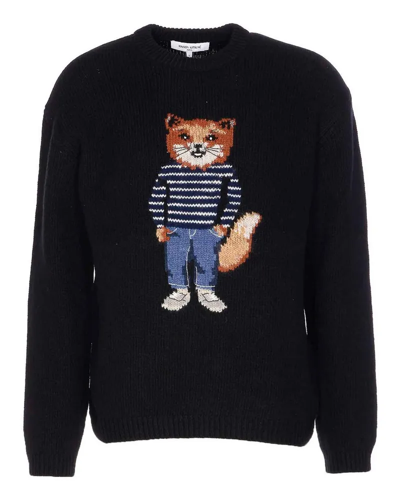 Kitsuné Rundhalspullover - Schwarz Schwarz