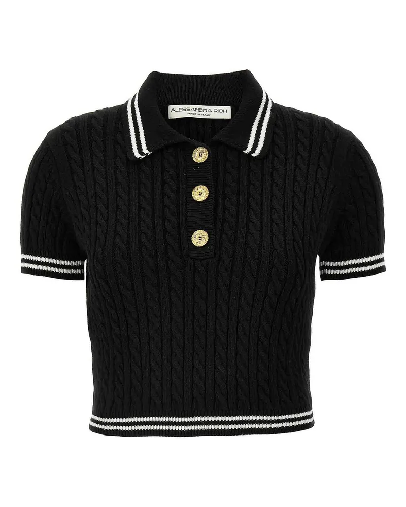 Alessandra Rich Poloshirt - Weiß Schwarz
