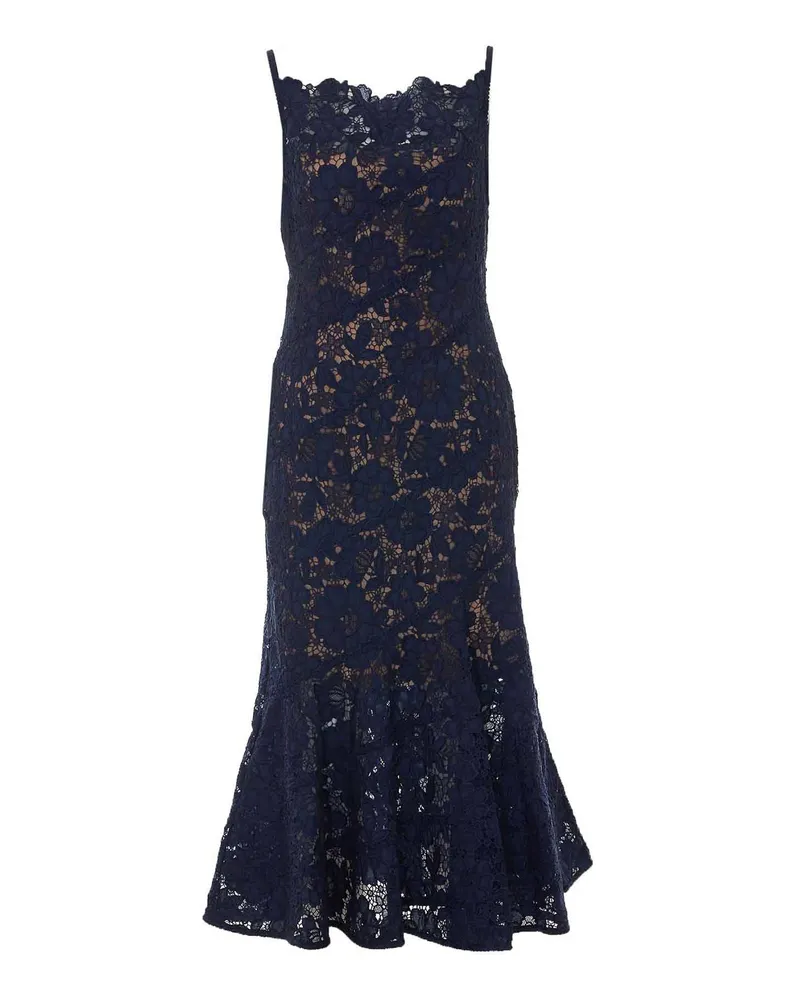 Self-Portrait Knielanges Kleid - Blau Blau