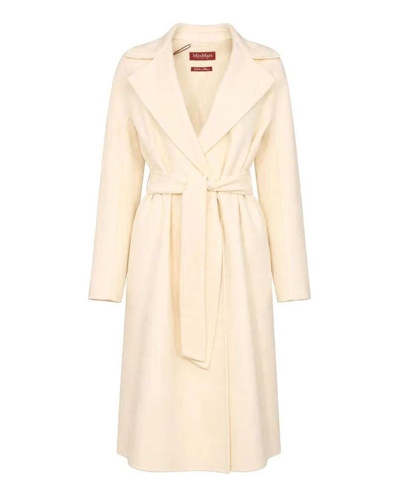 Max Mara Langer Mantel - Weiß Weiß