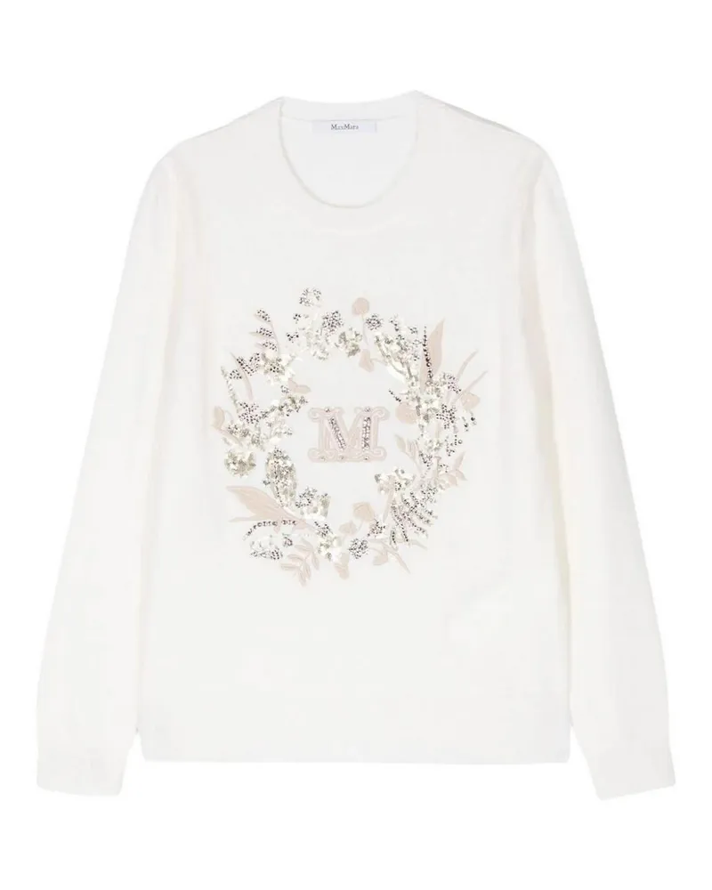 Max Mara Rundhalspullover - Weiß Weiß