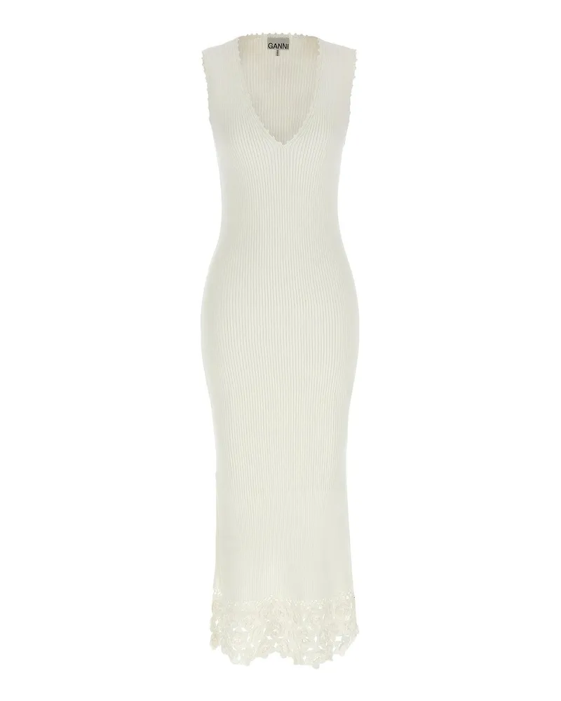 Ganni Knielanges Kleid - Weiß Weiß