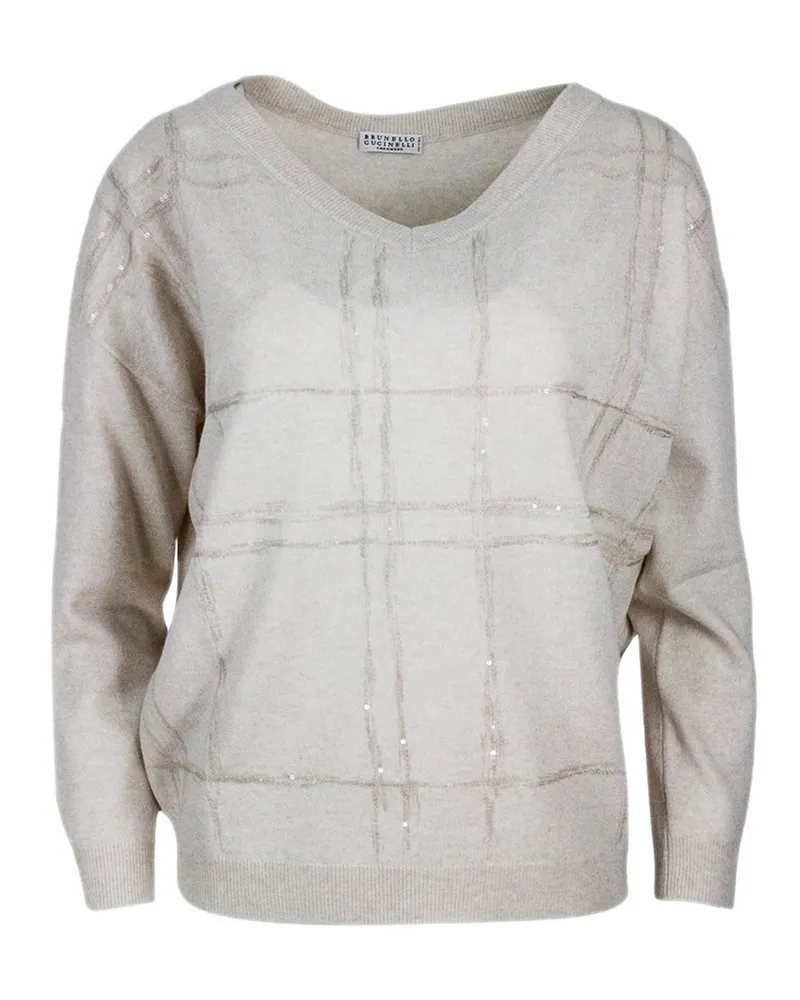 Brunello Cucinelli Rundhalspullover - Beige Hellgrau
