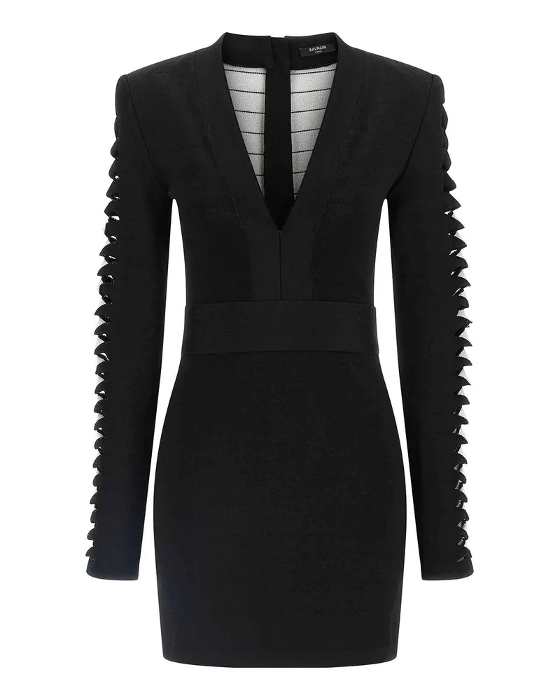 Balmain Knielanges Kleid - Schwarz Schwarz