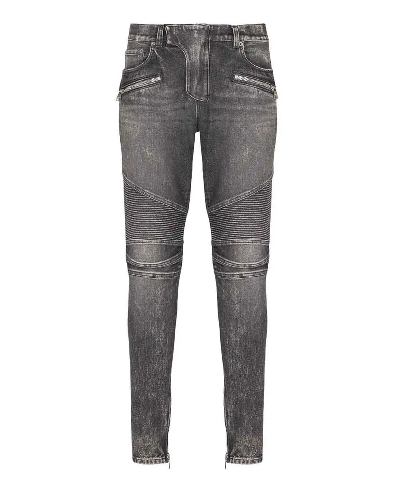 Balmain Straight Leg Jeans - Grau Grau