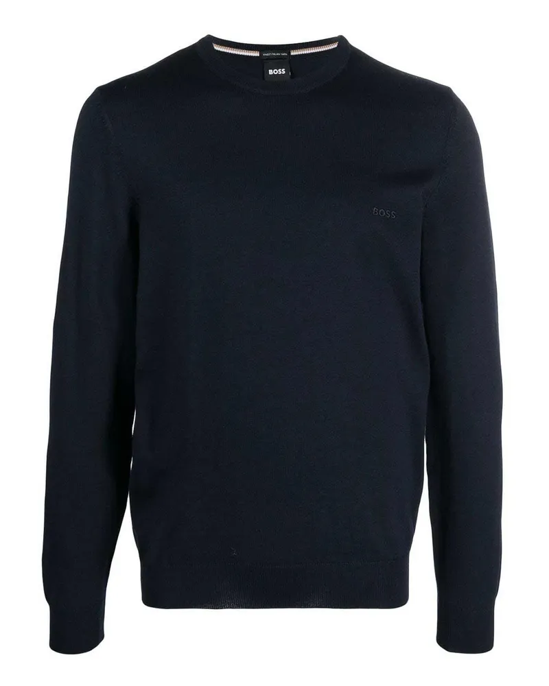 HUGO BOSS Rundhalspullover - Blau Blau