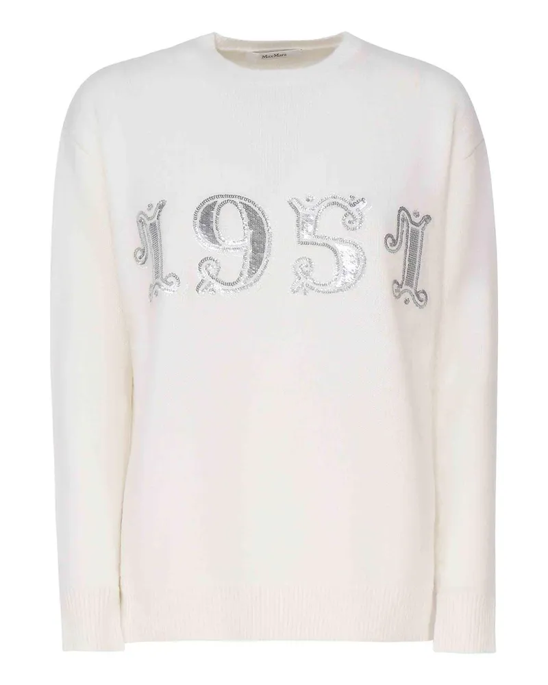 Max Mara Rundhalspullover - Weiß Weiß