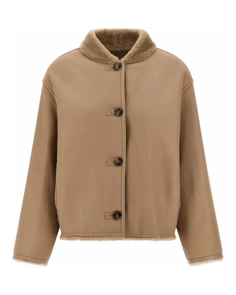 Yves Salomon Lederjacke - Beige Beige
