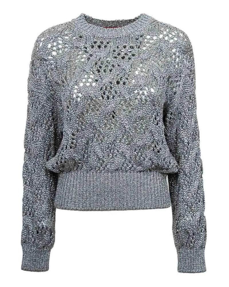 Max Mara Rundhalspullover - Silber Silber
