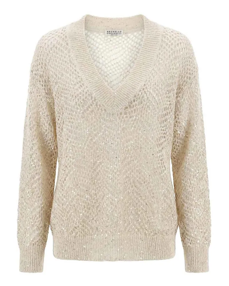 Brunello Cucinelli Rundhalspullover - Weiß Weiß