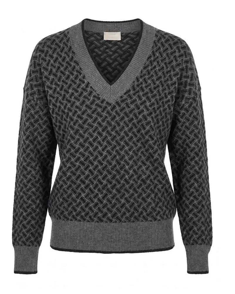 Drumohr  V-Pullover - Grau Grau